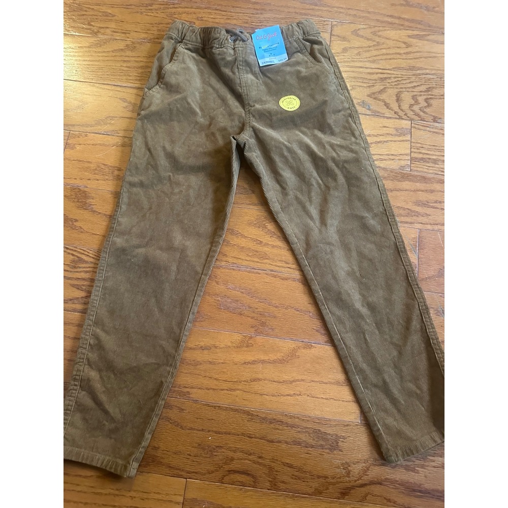 Cat & Jack Boys Brown Relaxed Tapered Corduroy Pants Reinforced Knee Size 8 NWT